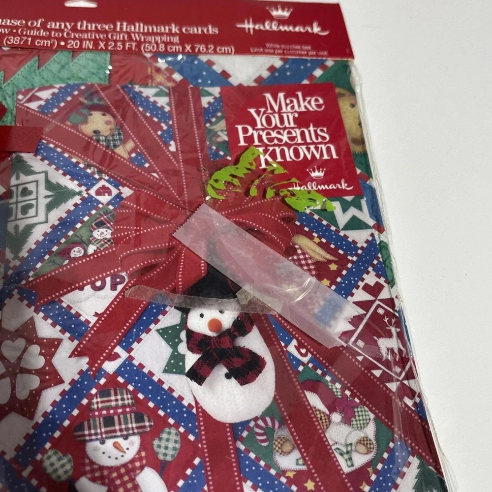 Lot 3 Hallmark Vintage Christmas Wrapping Paper Flat Wrap & 2 Giant‎ Gift Bags